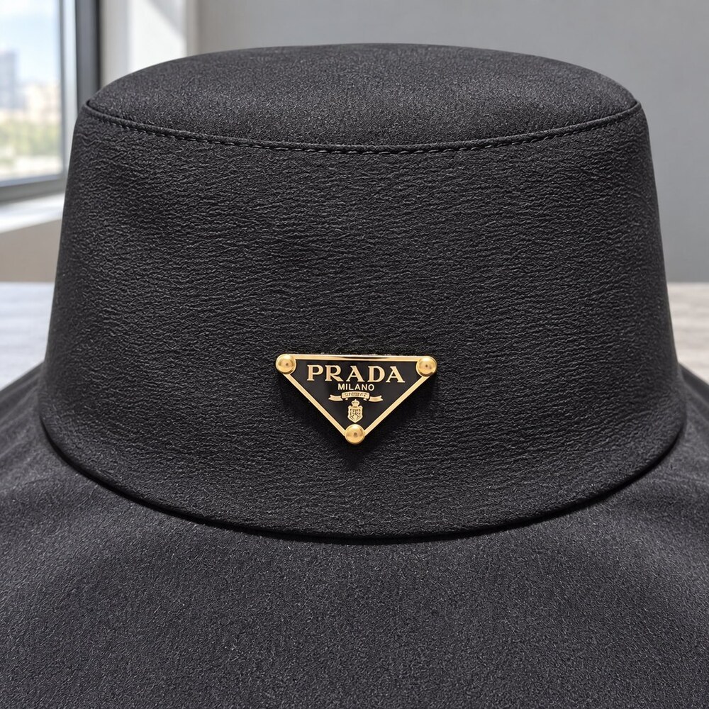 Prada Black Wide Brim Hat with Bow - Picture 5 of 6